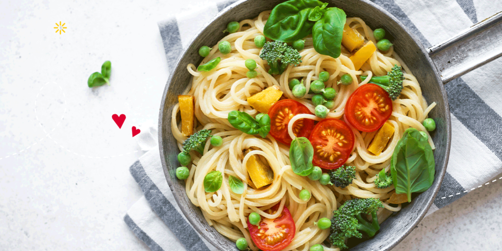 Pasta primavera. Un almuerzo rápido y nutritivo