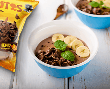 Pudín de chocolate con plátano y Cereal Copitos